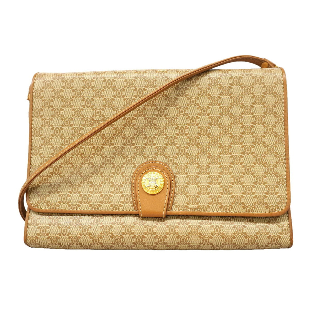 Celine Macadam Shoulder Bag, Beige, Women's